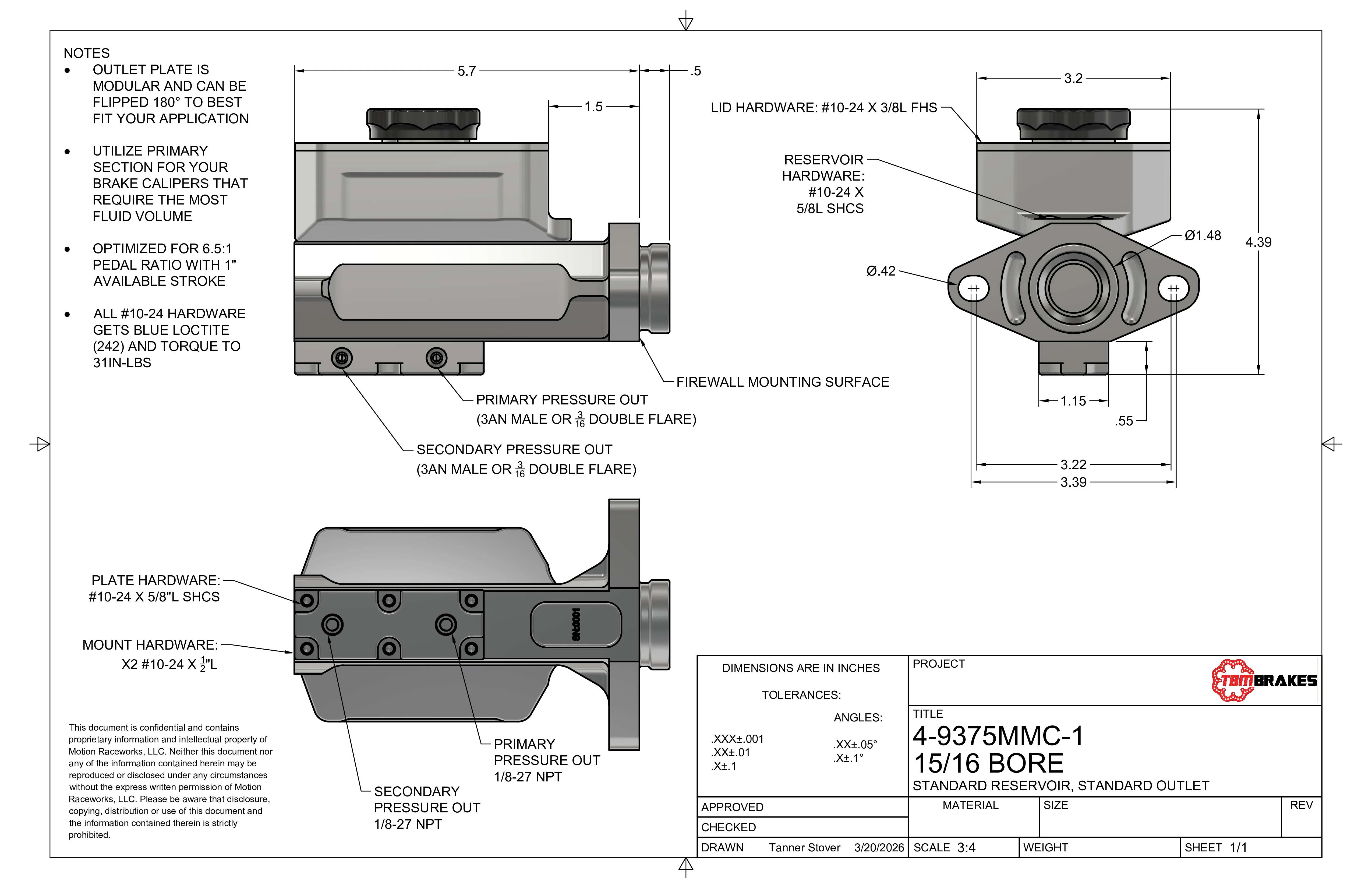 2nd Gen Camaro / Firebird TBM Modular Bore Billet Master Cylinder Conversion Kit (Choose Bore Size) - Image 4