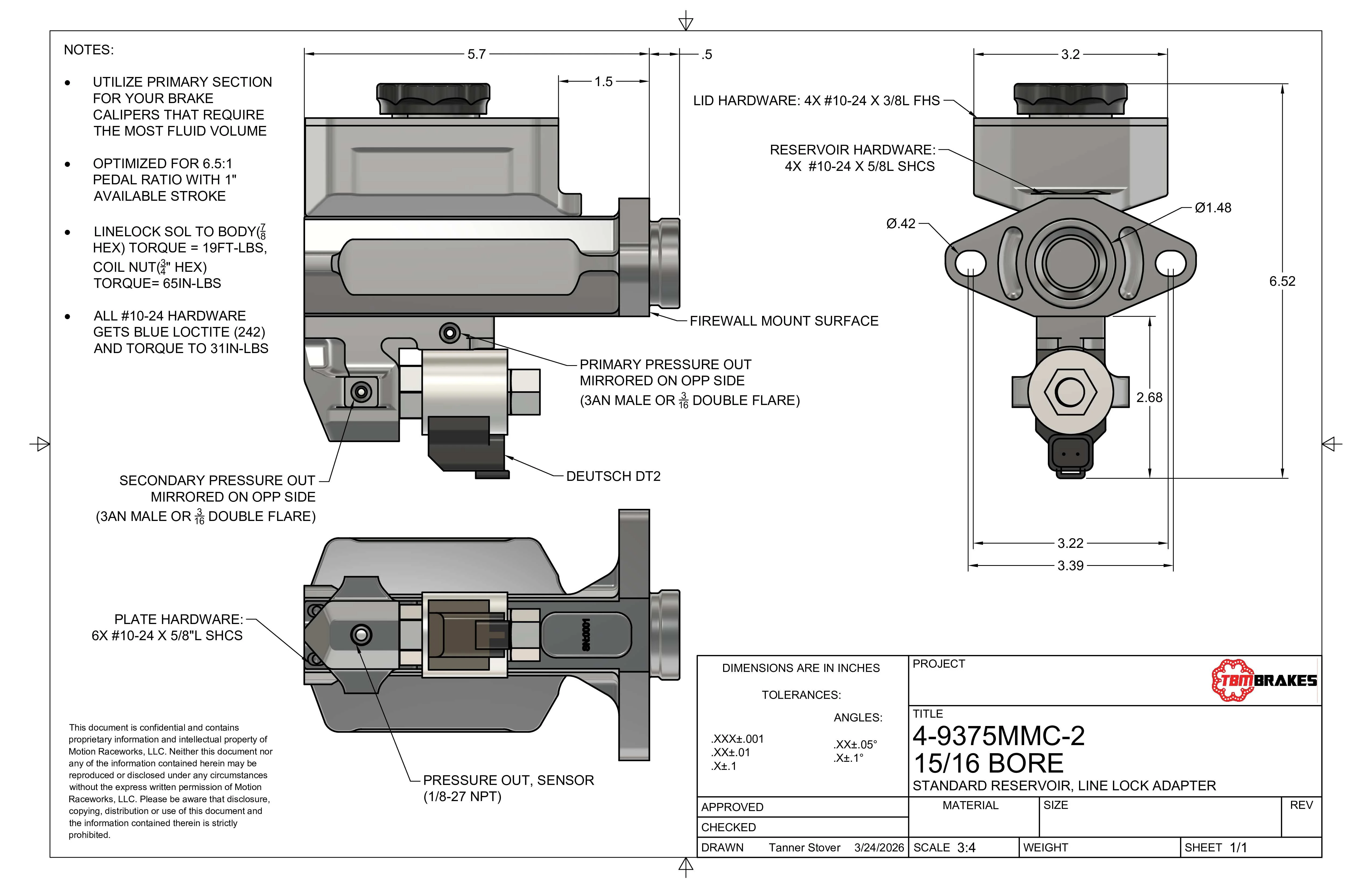 88-98 SILVERADO OBS TBM Modular Bore Billet Master Cylinder Conversion Kit (Choose Bore Size) - Image 5