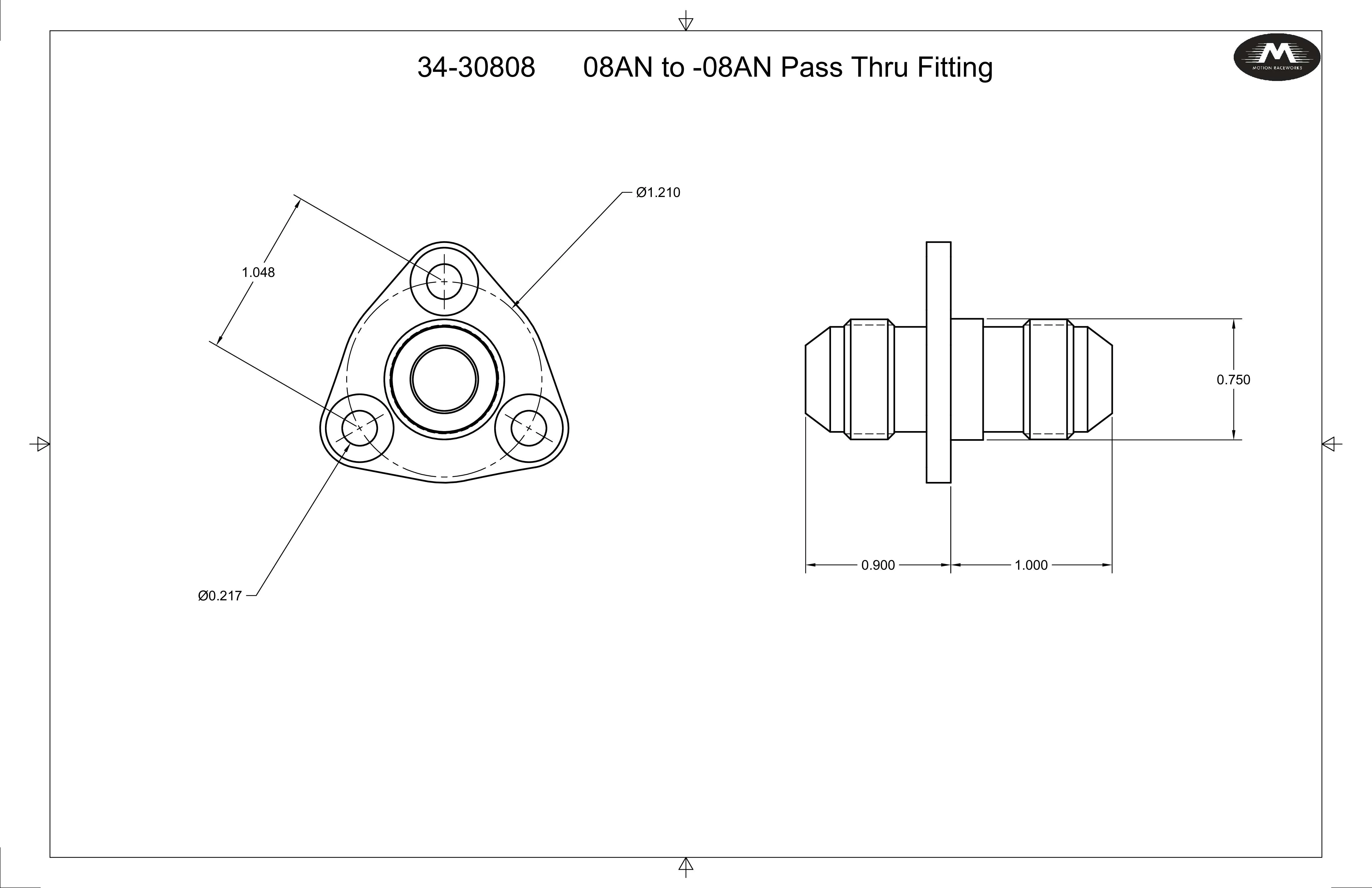-8AN Flanged Bolt in Pass Thru Bulkhead Fitting by Fluidworks - Image 5