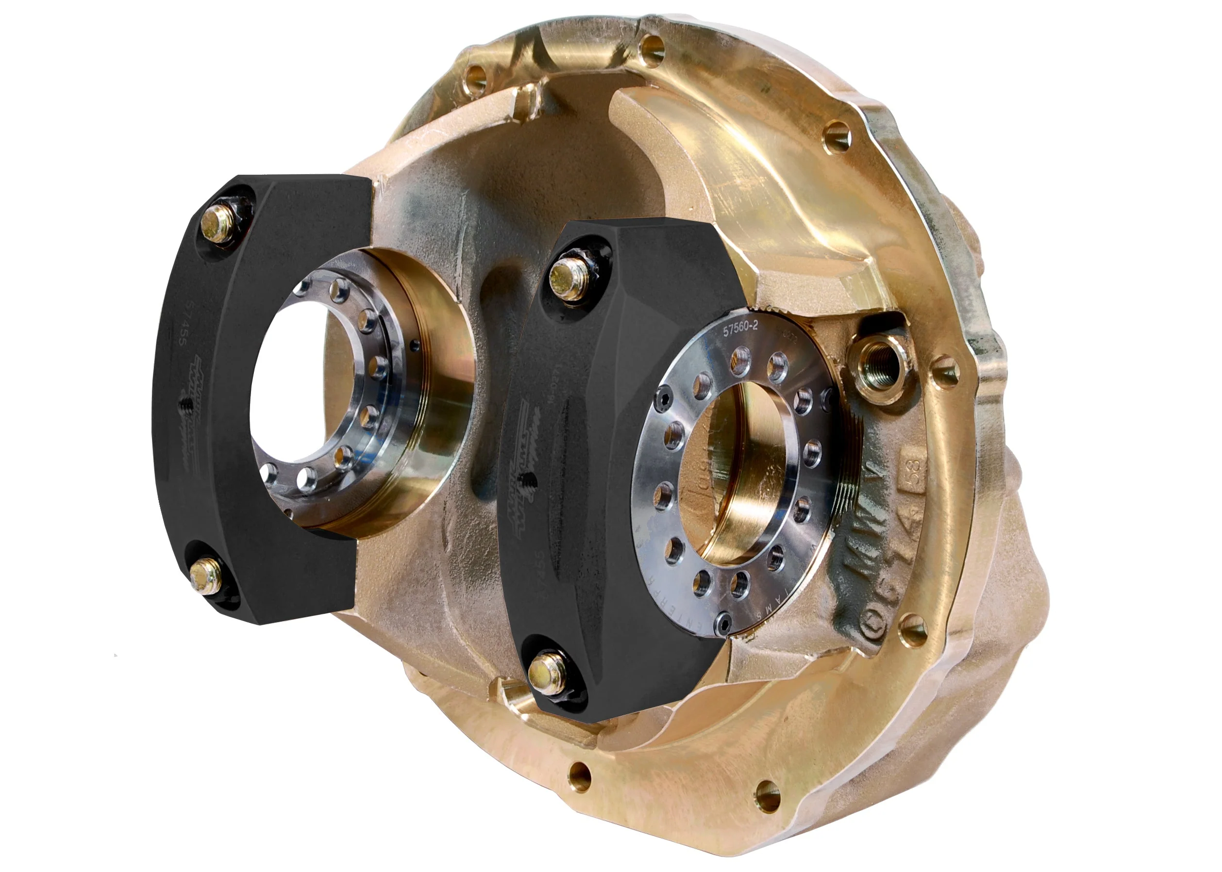 9" Ford Aluminum Thru Bolt Case 4.00" Bearing w/ Steel Caps (Gold FInish) - Image 2