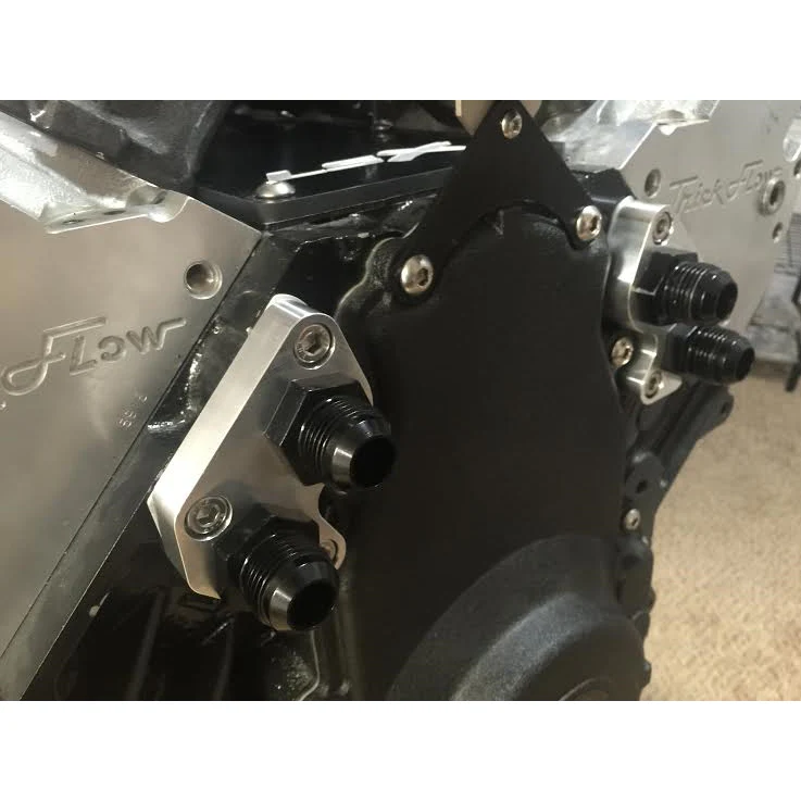 Motion Raceworks Black Anodized LS Remote Mount Water Block Pump Adapters -12AN - Image 3
