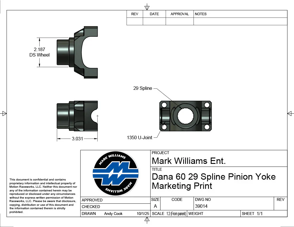 Dana 60™ 1350 29 Spline Extreme Duty 4340 Billet Steel Pinion Yoke - Image 2