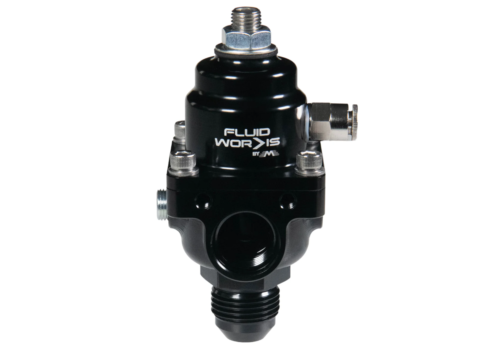 Fluidworks 1-6 gpm Fuel Pressure Regulator 35-70 psi 180 Degree Fittings - Image 4