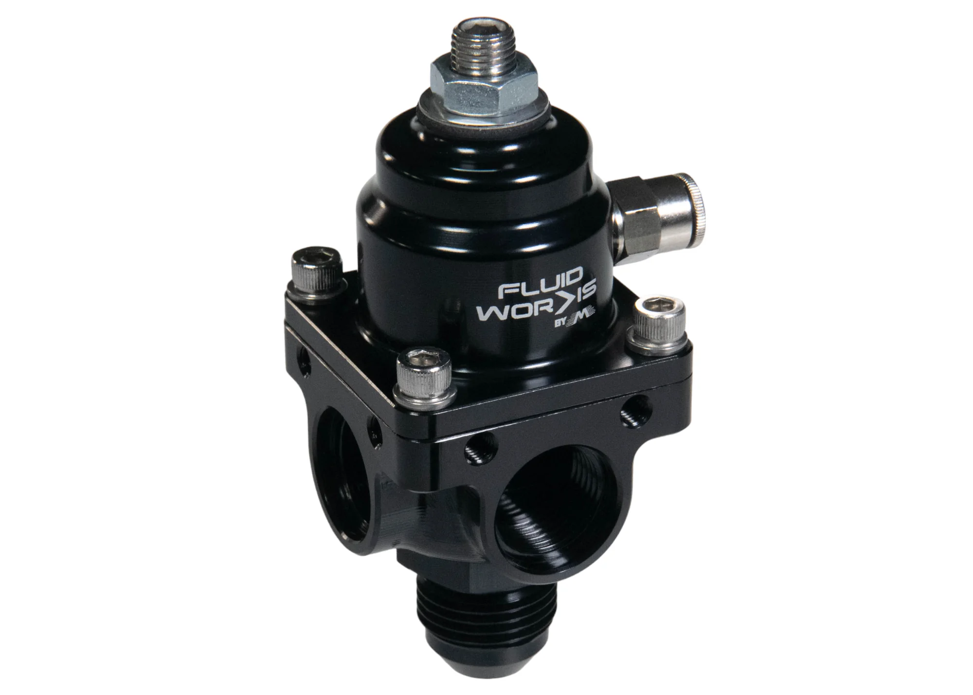 Fluidworks 1-6 gpm Fuel Pressure Regulator 35-70 psi 90 Degree Fittings