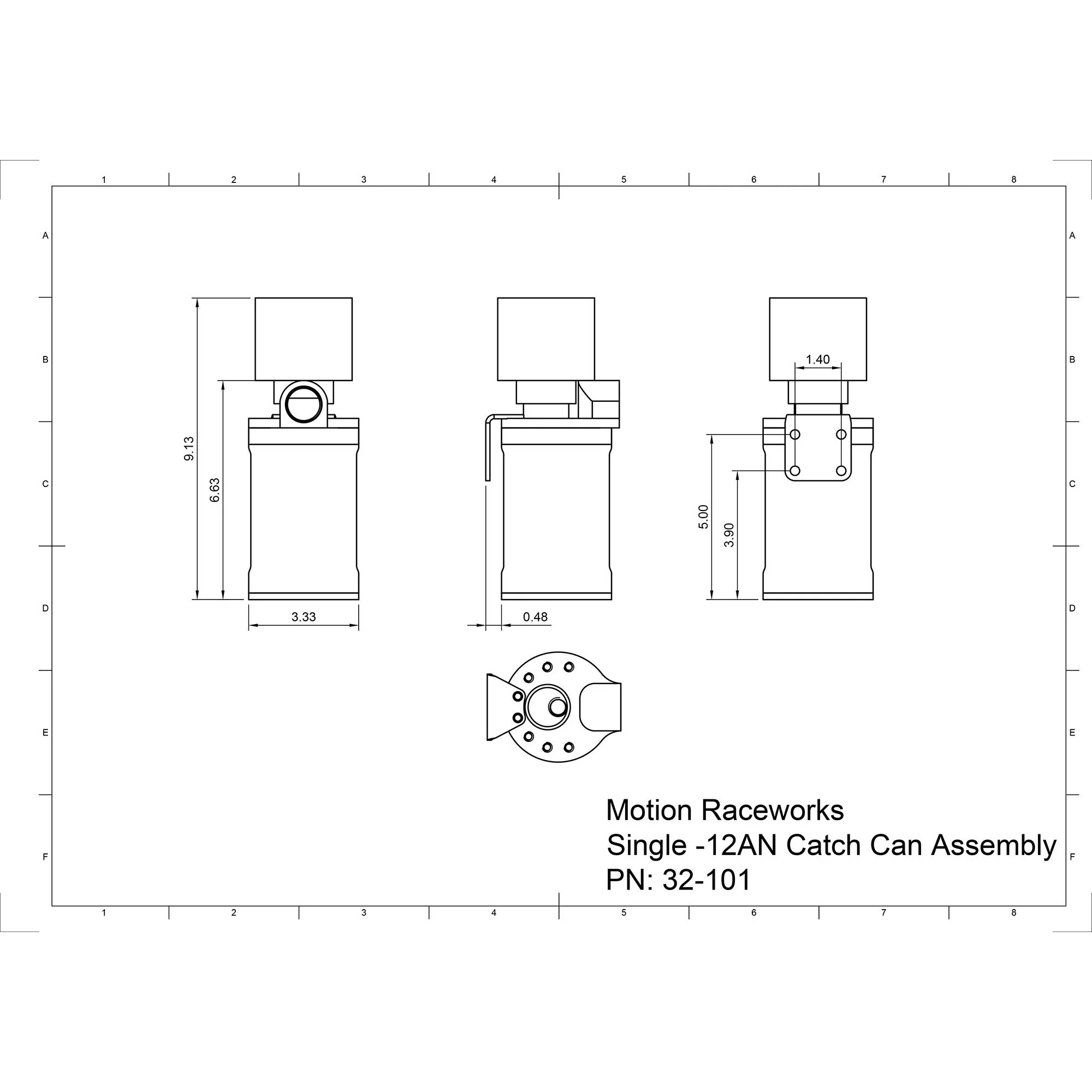 Motion Raceworks Top Loader Billet Internally Baffled Oil Catch Can ( Single 12 AN Port ) - Image 7